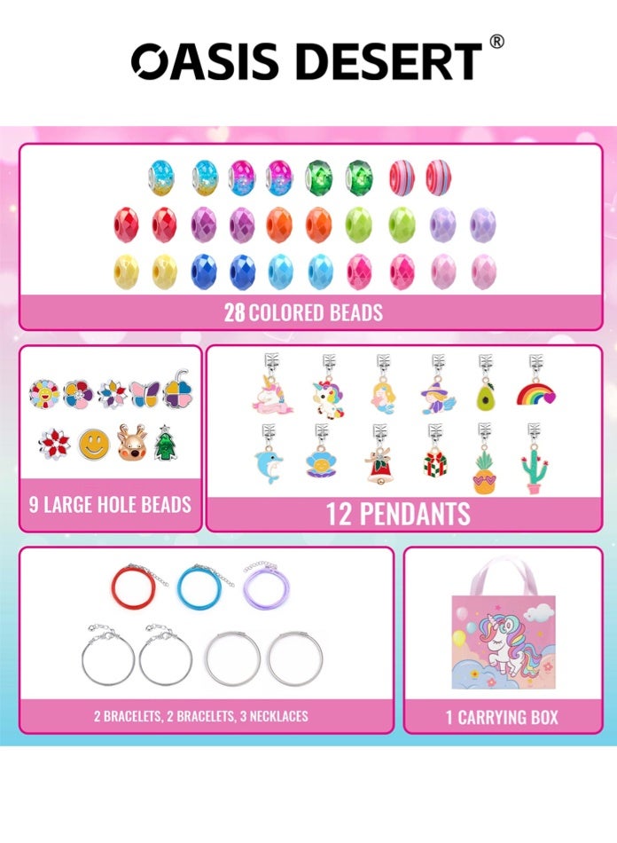 OASIS DESERT 58-Piece DIY Jewelry Bracelet Making Kit, Unicorn Handmade Gift Set, Comes with Gift Bag and Storage Box - Image 2